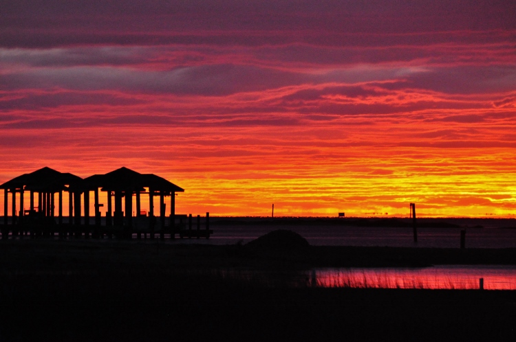 sunset over Galveston Bay